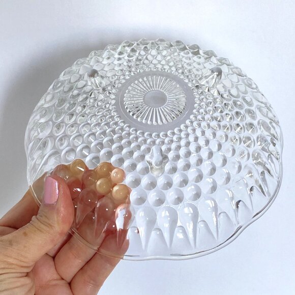1960s Anchor Hocking Clear Glass Teardrop Hobnail Three Footed Bowl Dish Vintage - Picture 4 of 7